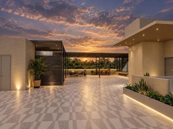 Terrace deck at sunset