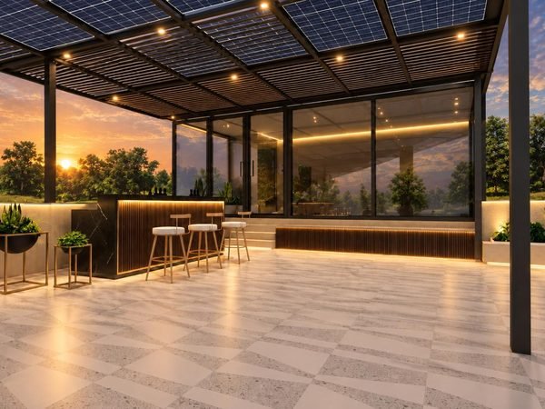 Terrace bar under the pergola