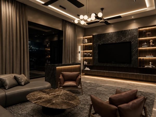 Living area in the evening